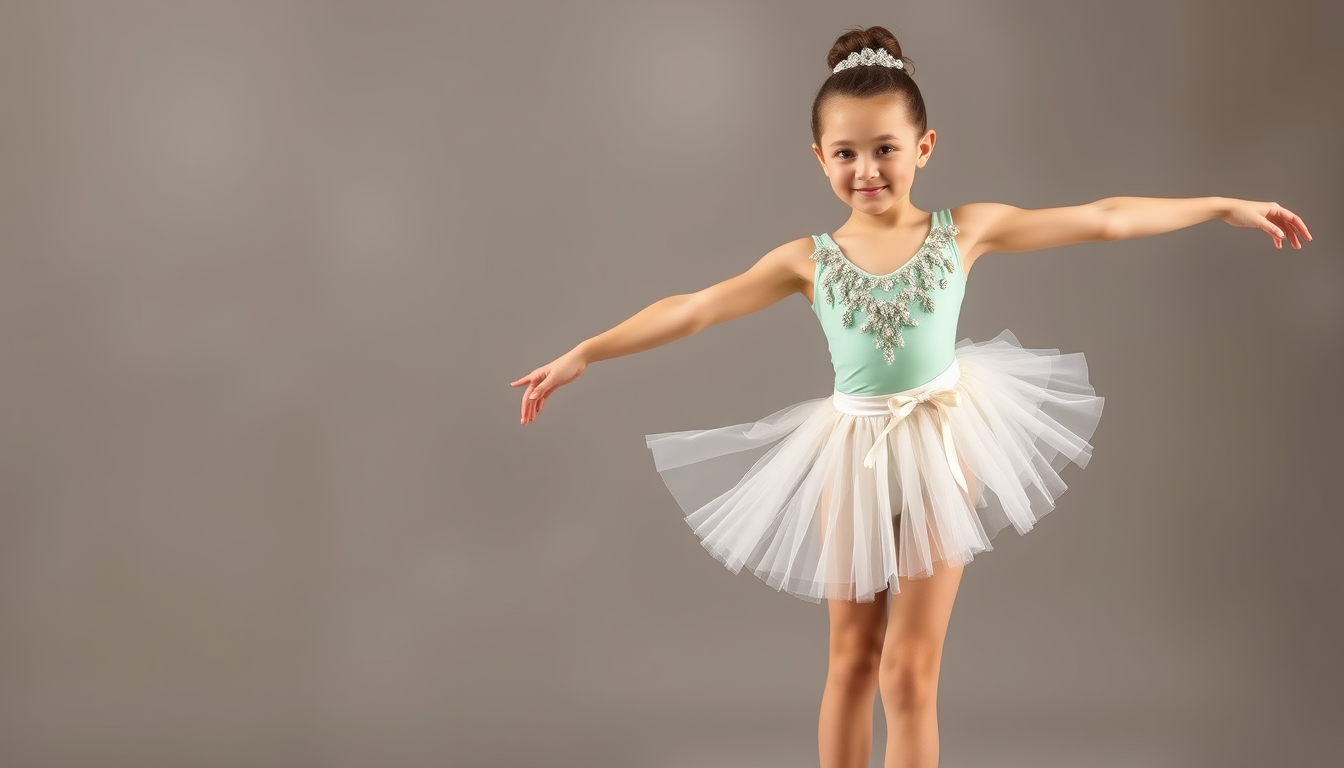 Main art studio: design me a lyrical dance costume for a 12 year old with a pastel green top and an ivory short skirt