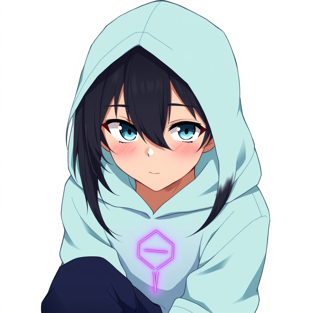 Anime idea: anime style, vibrant colors, expressive eyes, Young male anime boy, teenage boy, masculine face, slim boyish build. Long black hair with bangs coverin