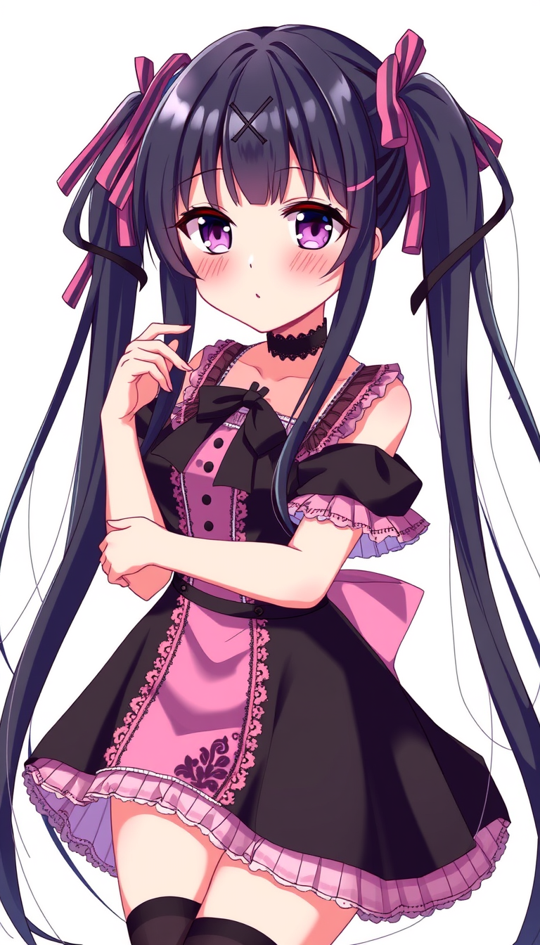 Anime idea: anime style, vibrant colors, expressive eyes, young adult woman, 20 years old, mature feminine face, adult proportions, youthful appearance, jirai kei