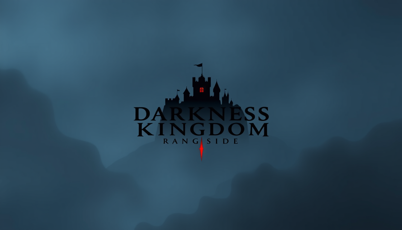 Logo idea: logo design, clean minimal mark, bold simple shapes, balanced composition, Dark fantasy medieval game background with the DARKNESS OF KINGDOM logo cle