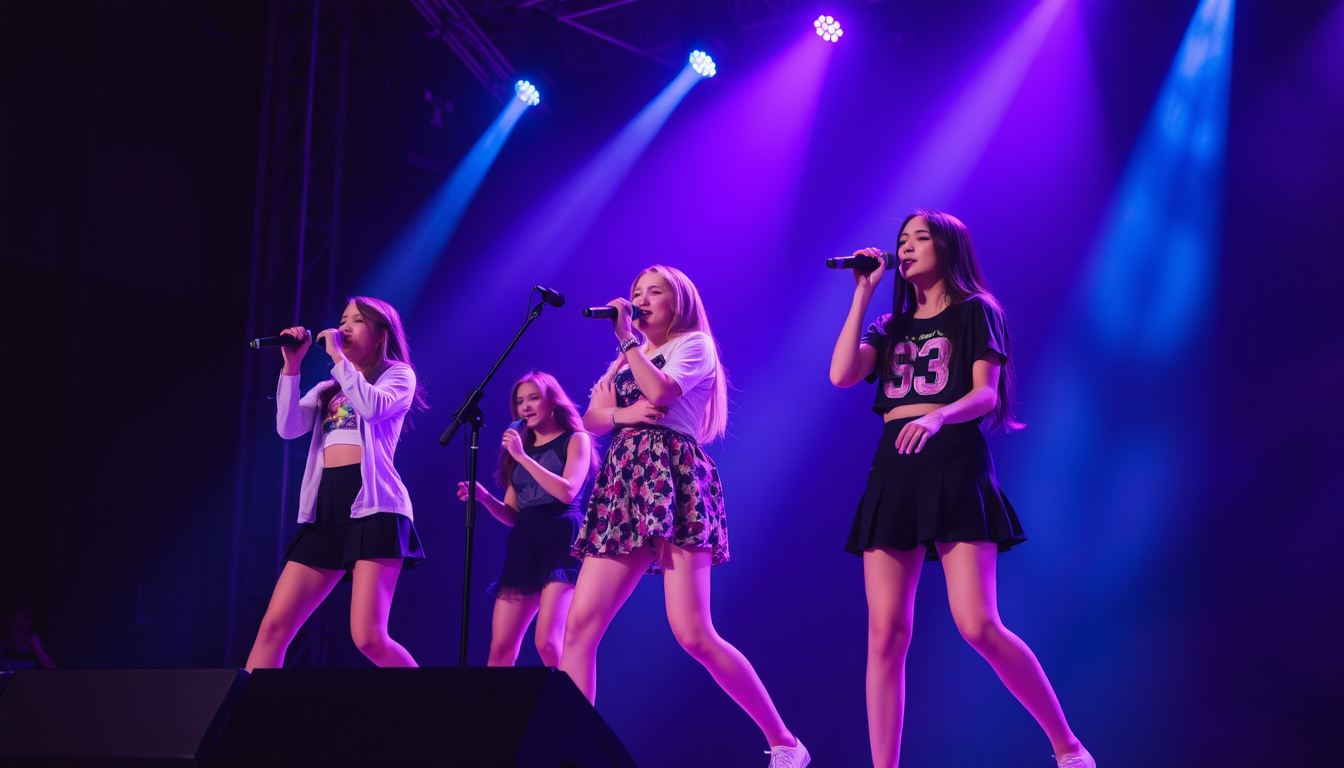 Main art studio: a girl group performing on stage