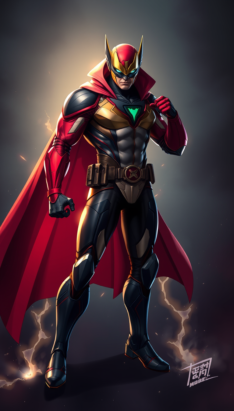 Superhero idea created from the prompt: original superhero character design, dynamic pose, bold costume, dramatic lighting, comic art energy, 全裸少女圖 , original hero concept art, cin