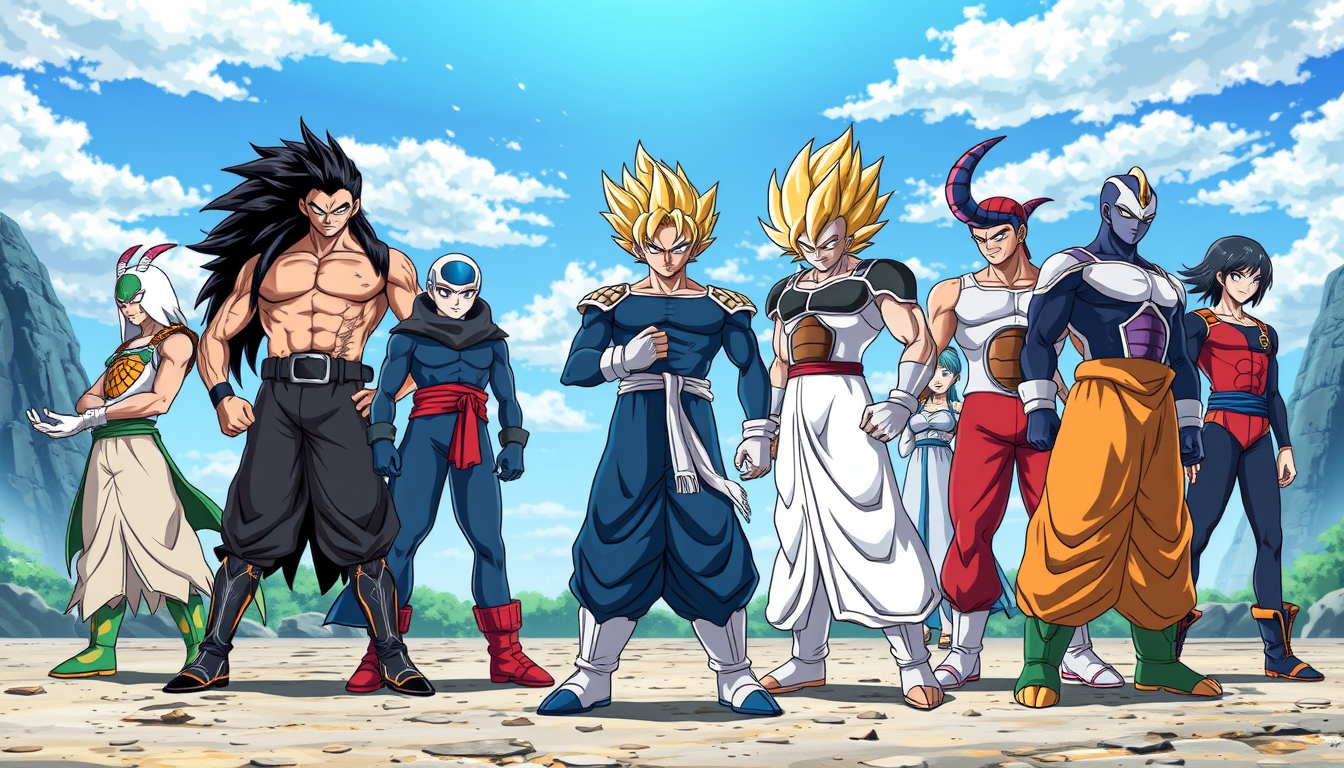 AI Art prompt example created from the prompt: Create an image where all the powerful and legendary characters of various animes are present in one picture who are standing in their best