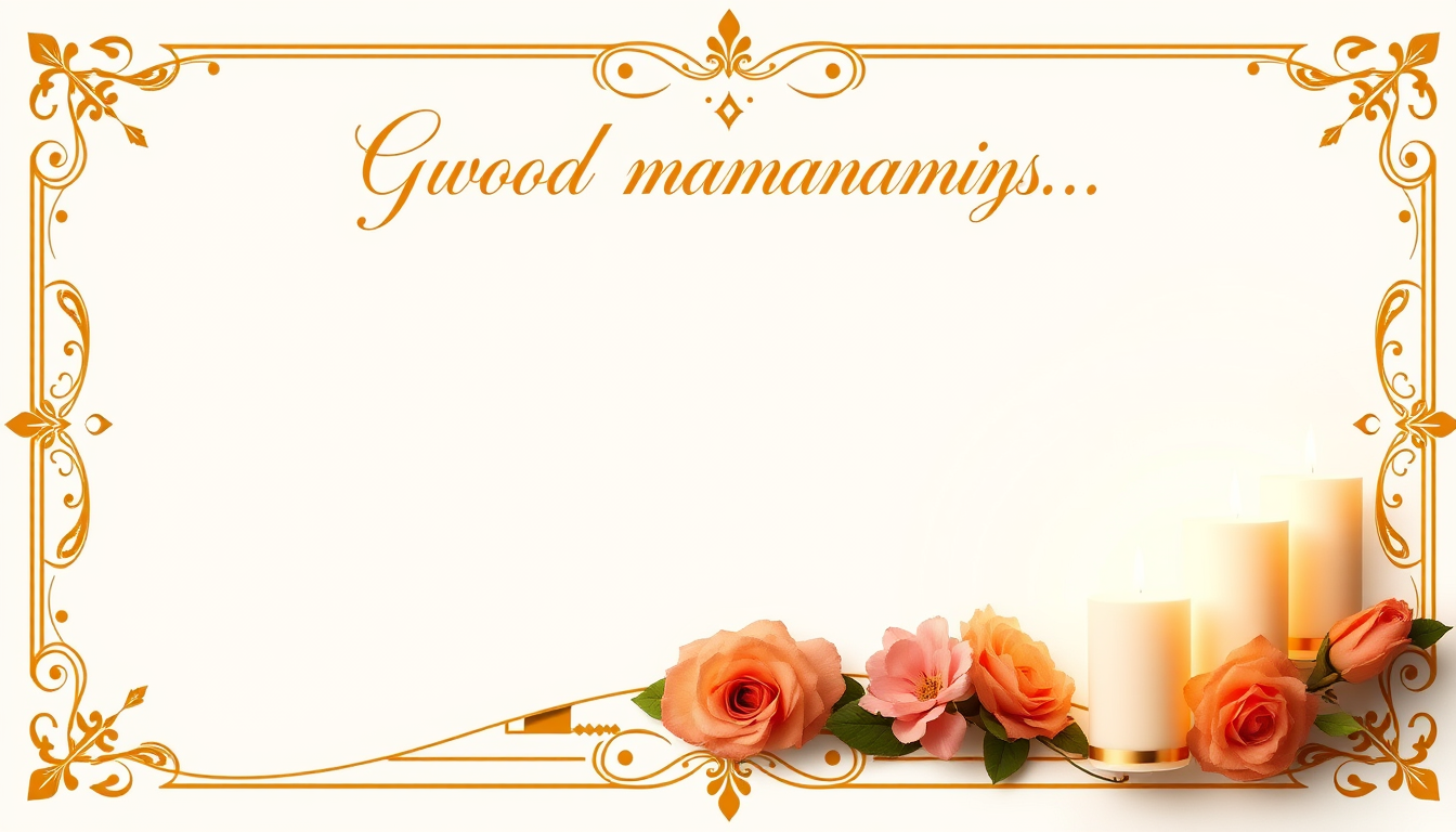 Invitation idea: invitation design, event invite layout, polished composition, decorative border, clear space for text, Good morning everyone, I hope you slept well. R