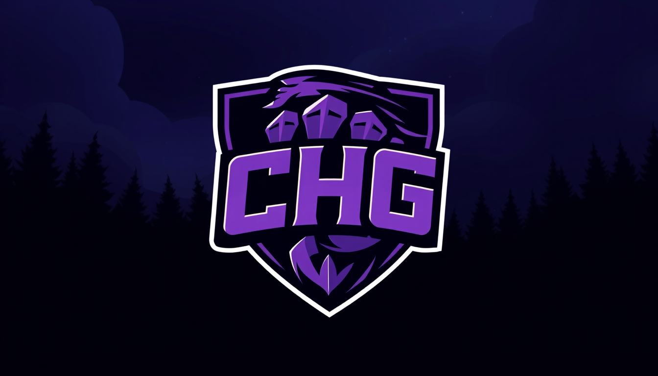 Main art studio: ic h möchte ein e sport team logo. mit CHG für crazy hand gaming. es soll lila sein mit einer mosterhand. anstatt warils sollen dort die großbuchstabe