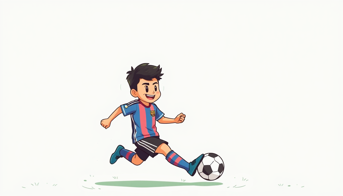 Main art studio: Fondo futbolero Kawai con tema de argentina con Leonel Messi animado