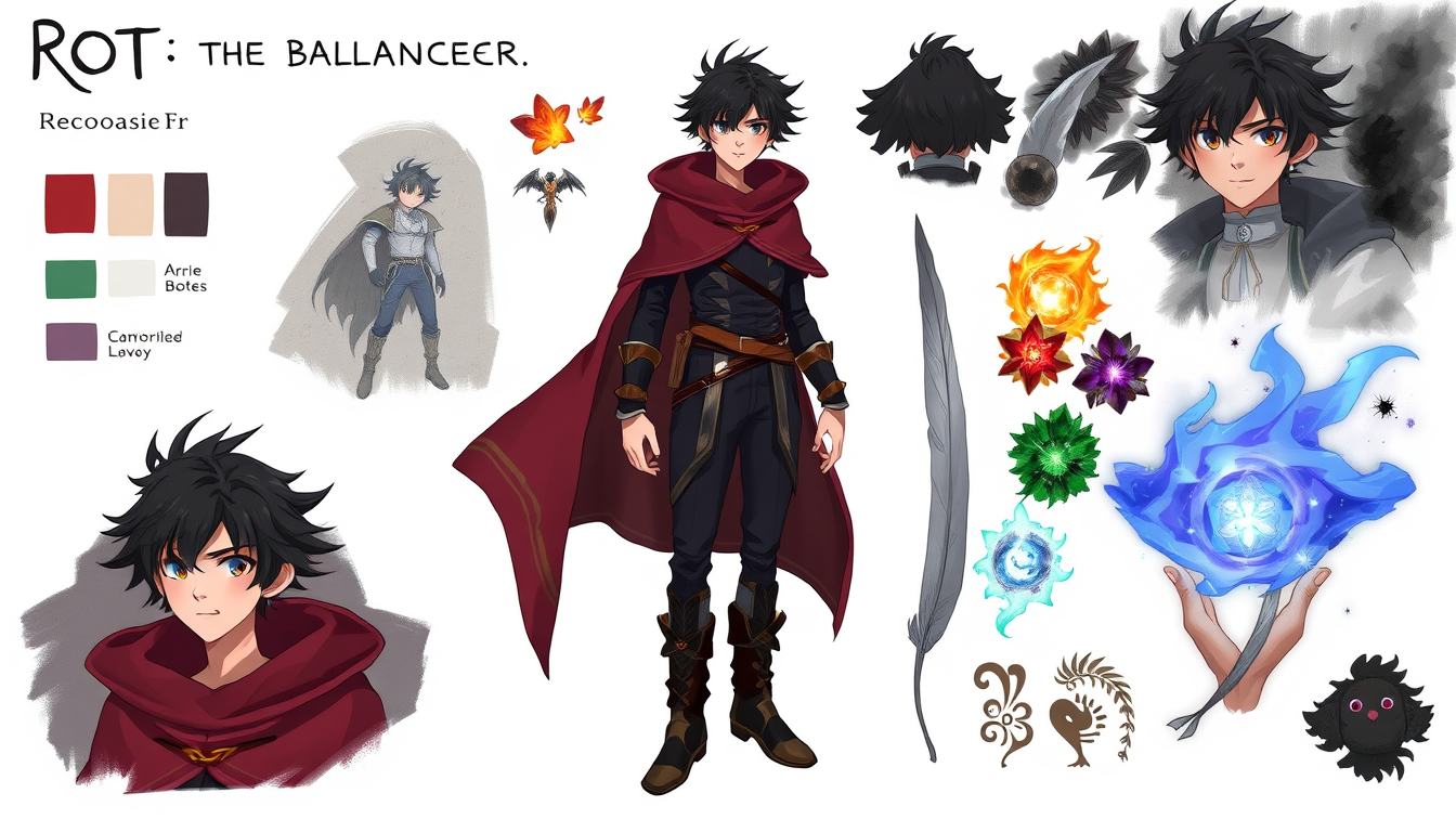 Character Sheet idea created from the prompt: a visual character reference sheet with a dominant full-body view, controlled details, palette swatches, and supporting expressions or acces