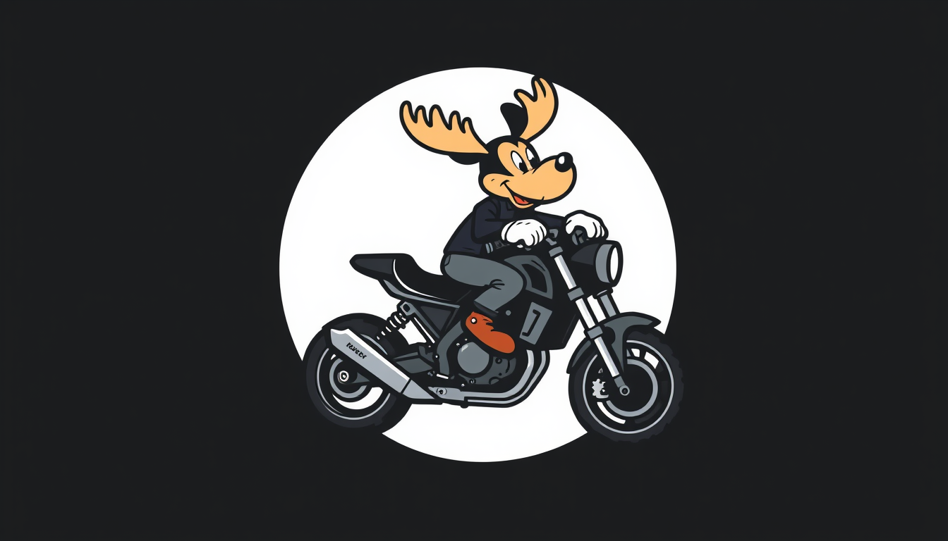 Logo idea created from the prompt: logo design, clean minimal mark, bold simple shapes, balanced composition, je veut cree un logo pour un garagede moto avec un personnage ani