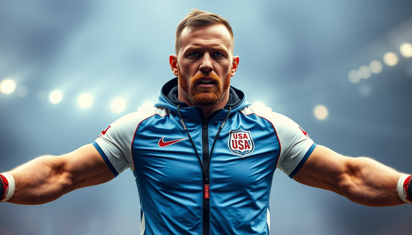 Main art studio: MMA fighter icon from USA. Style of football manager