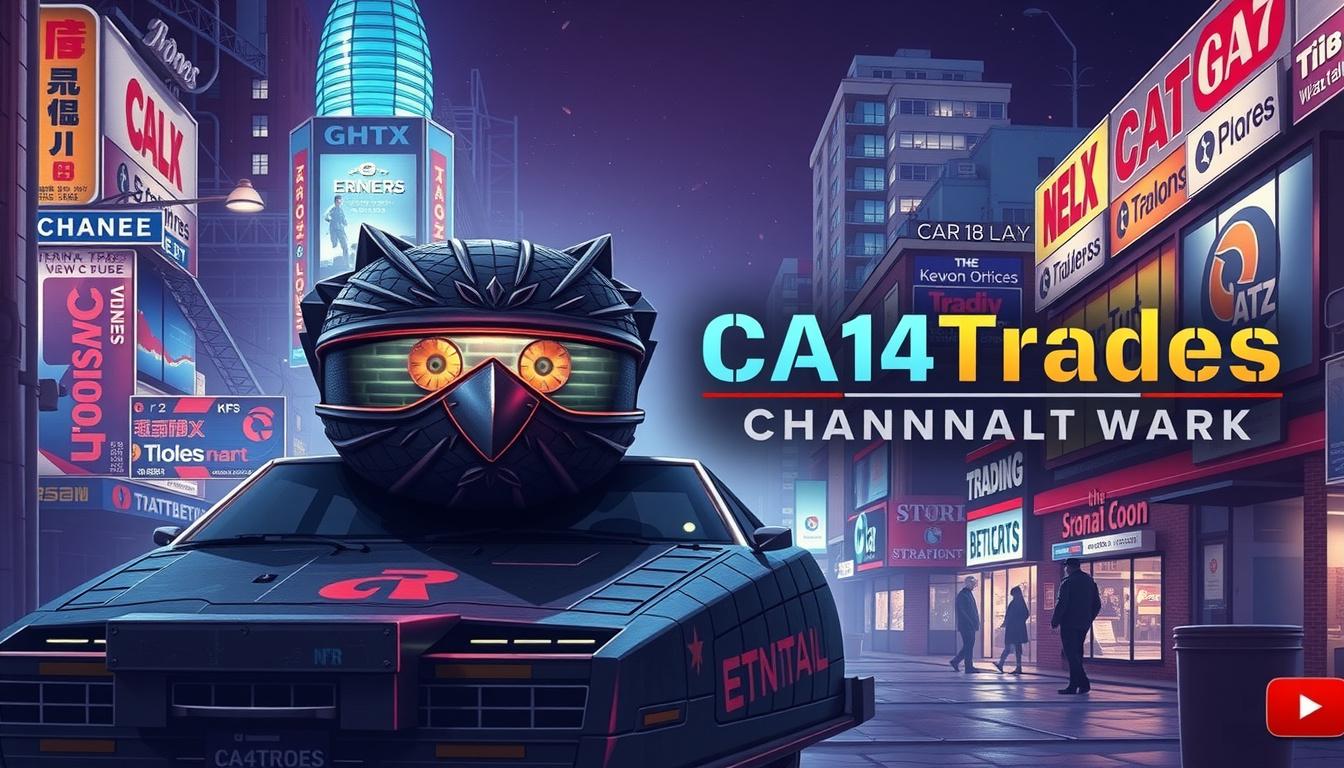 YouTube Banner idea created from the prompt: youtube channel banner, wide 16:9 composition, bold branding graphics, Make a YouTube banner of a trading channel, this is my logo, it is na