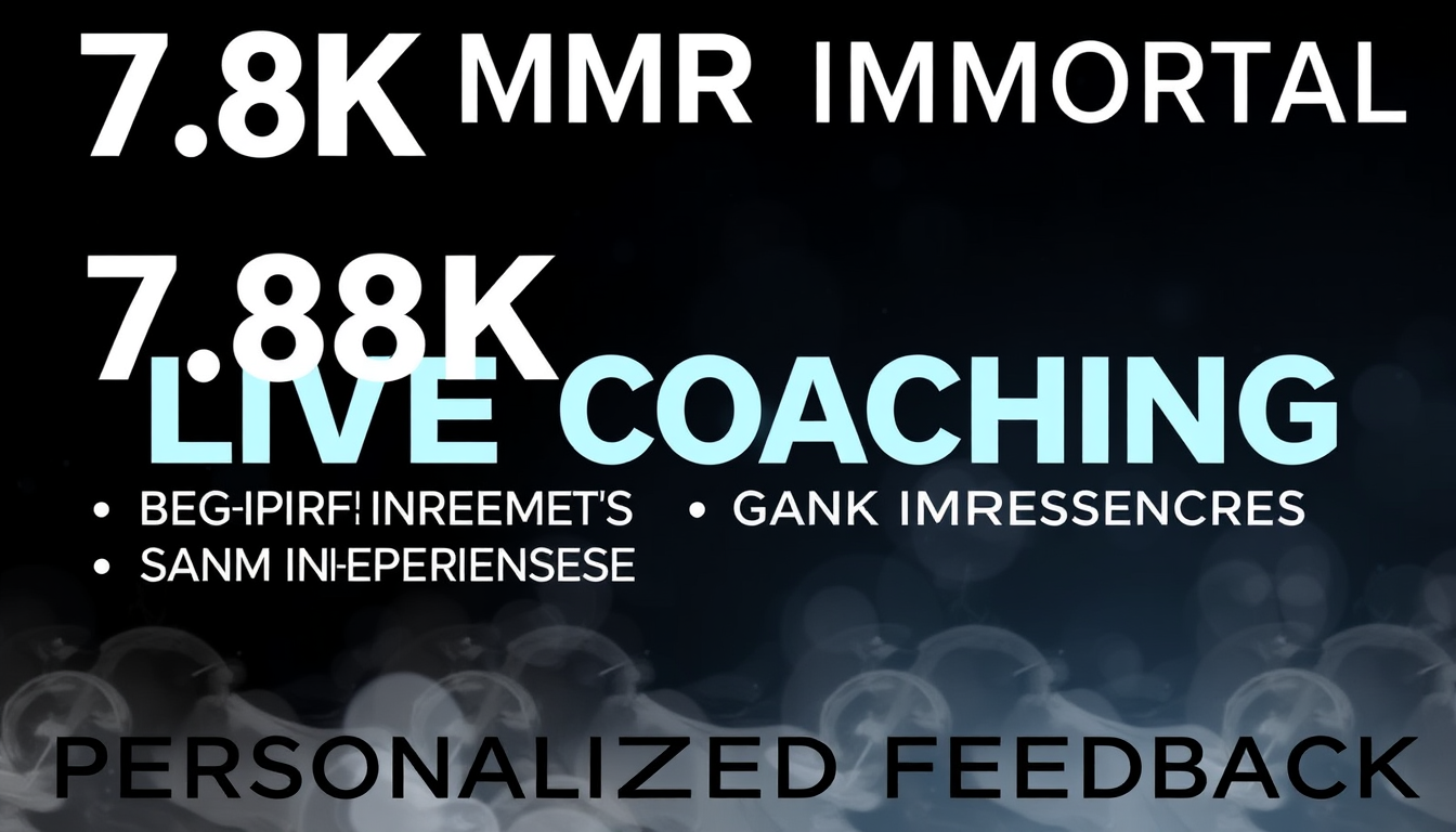 Main art studio: Create a clean and professional Dota 2 coaching banner. Use exactly this text and spell everything exactly as written. Dark subtle gaming background,