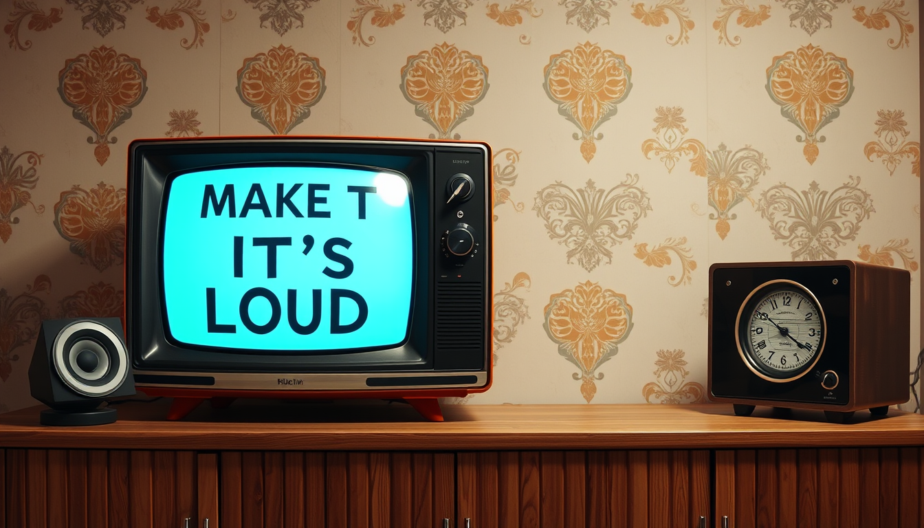 Main art studio: Make a tv that say it's loud