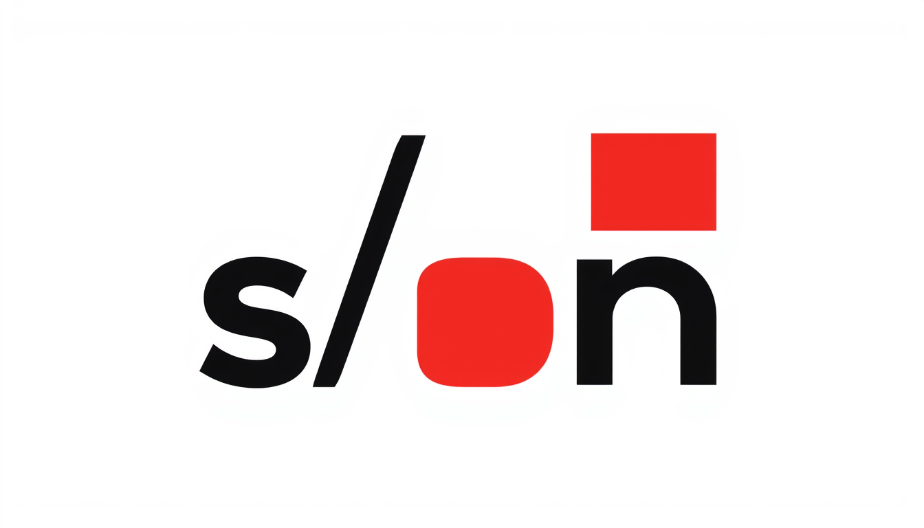 Logo idea: logo design, clean minimal mark, bold simple shapes, balanced composition, Un grand « /s » barré par une épaisse diagonale rouge , versatile brand log