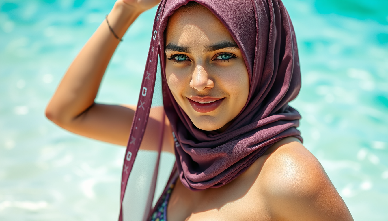 Main art studio: a hijabi girl with bikini