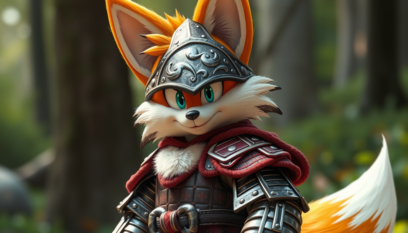 AI Art prompt example created from the prompt: Tails wearing a samurai armor.