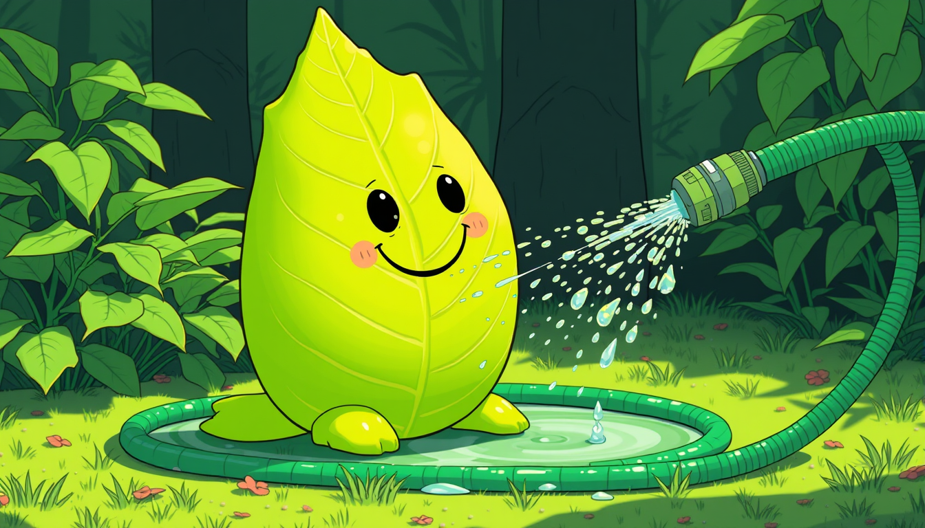 Main art studio: leafy from bfdi being inflated by a water hose