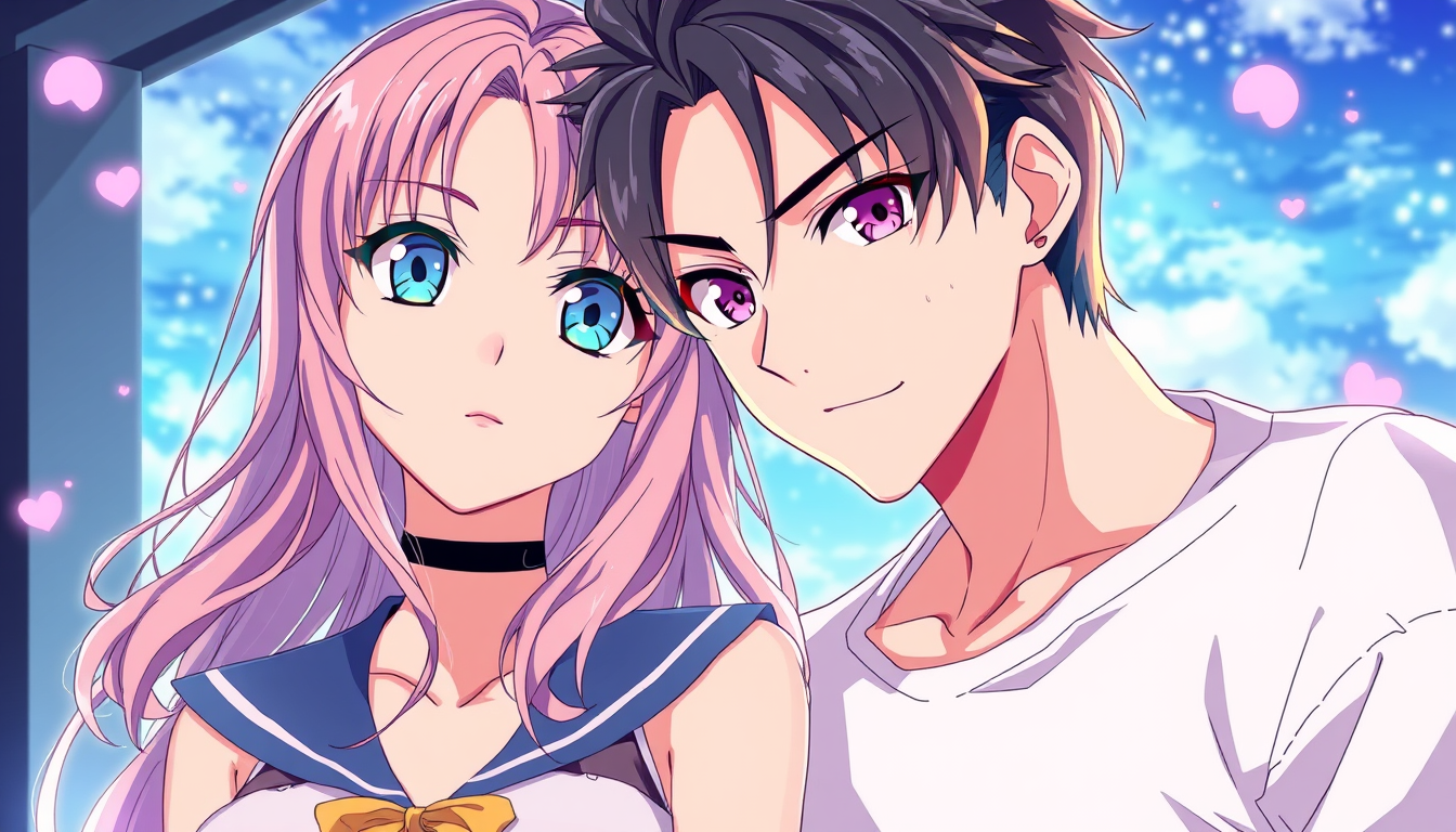Anime idea: anime style, vibrant colors, expressive eyes, Show me an anime girl and a anime guy , detailed anime illustration