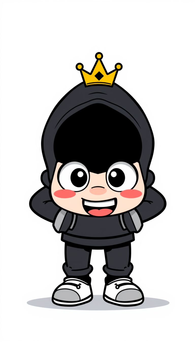 Characters idea: an original character defined by silhouette, role, outfit, palette, and expression, deliberate composition, Original funny 2D cartoon mascot for a You