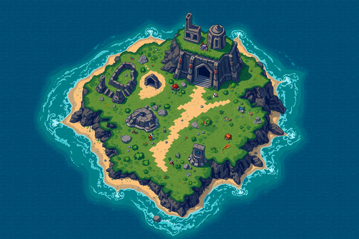 Main art studio: A lost island hidden beyond the mainland. Ancient ruins, dangerous creatures, and a sealed altar await anyone seeking to save the realm. Filename: fin