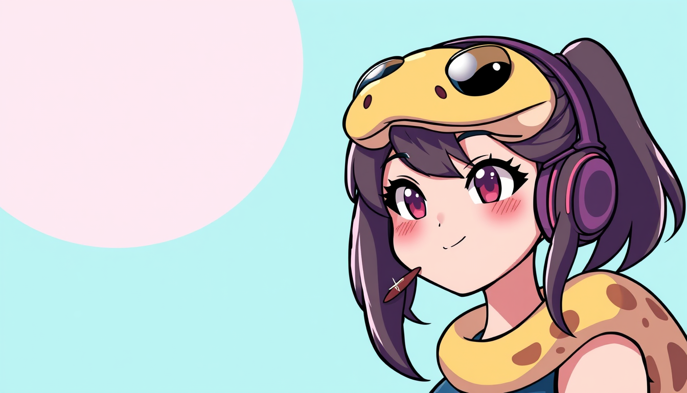 VTuber idea: vtuber avatar character, anime style, expressive face, streaming-ready design, snake girl , clean vtuber model illustration