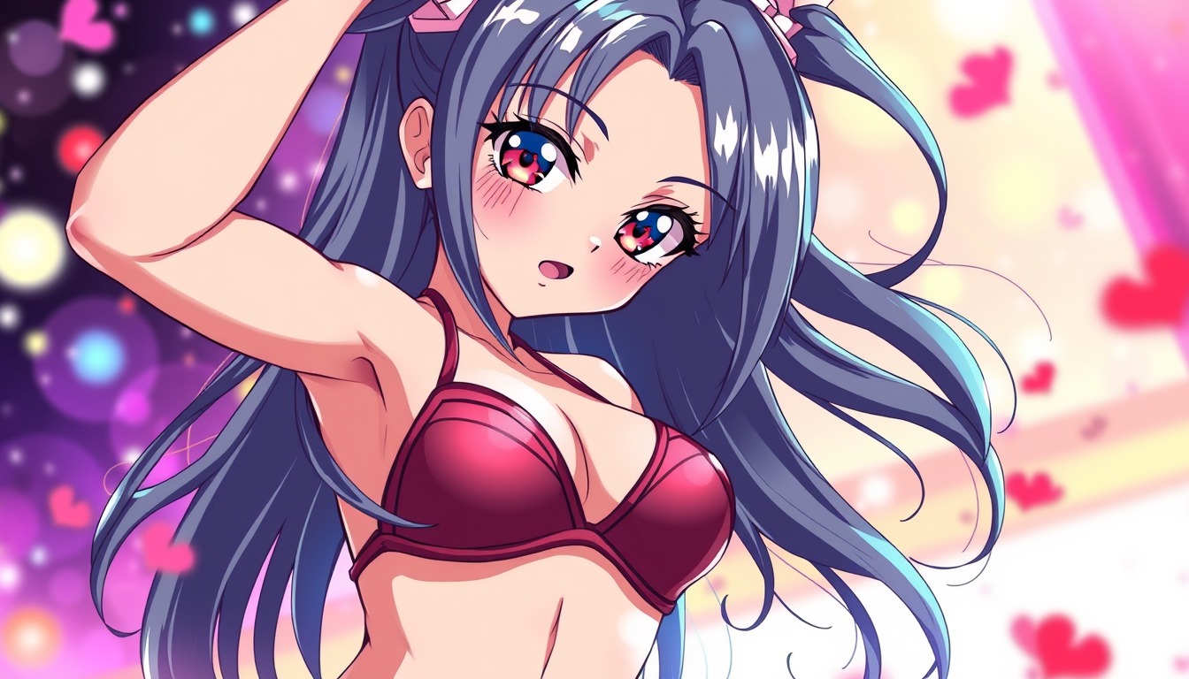Anime idea: anime style, vibrant colors, expressive eyes, Femme hot bikini , detailed anime illustration