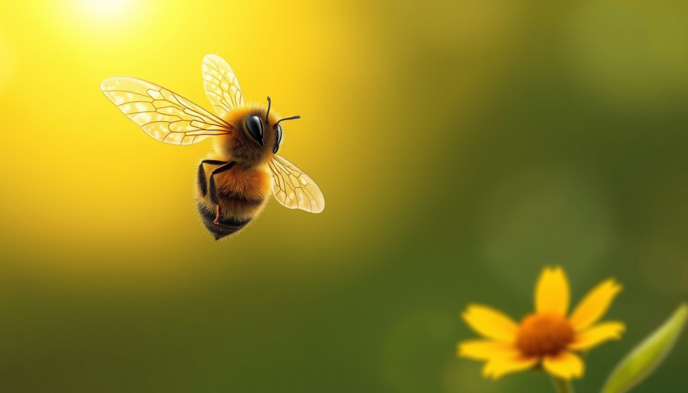 Main art studio: Holly ist eine junge Honigbiene. Heute ist ein großer Tag: Endlich darf sie zum ersten Mal aus dem dunklen Bienenstock in das helle Sonnenlicht fliege