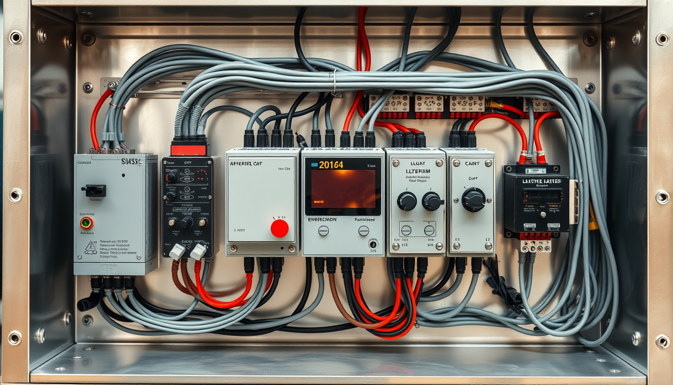 Main art studio: Nutze das Referenzbild als Stilvorlage. Erstelle eine realistische deutsche Elektro-Übungsplatte aus Aluminium. Mit geschlitzten Kabelkanälen, Steckdo