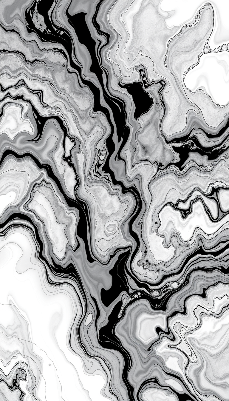 Wallpapers idea: wallpaper artwork, wide atmospheric scene or bold pattern, high detail, Minimalist gray and black and white liquid glass wallpaper , desktop or phone 