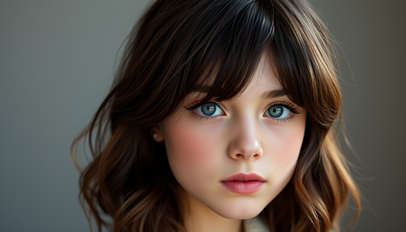 Main art studio: Make a girl with medium dark brown hair, round face, black eyes