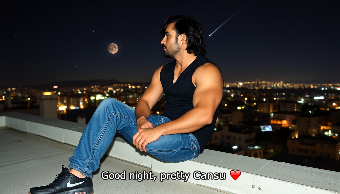 Main art studio: Me: 180 cm, 95 kg, muscular, long loose hair (half the original length), black beard, muscular biceps/triceps and V-shaped back. Blue jeans like Wrang