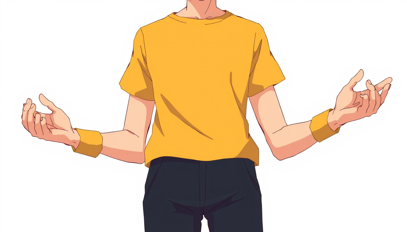 Pose idea created from the prompt: a clear single-character pose reference with readable weight, gesture, limb separation, camera angle, and simple clothing, deliberate compos