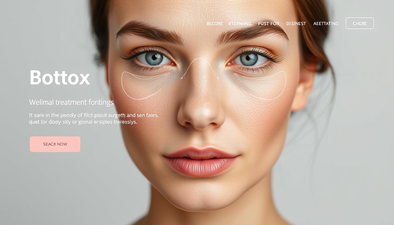 Main art studio: Create a high-quality 19:6 thumbnail image for a dermatology/plastic surgery Botox treatment. The image should feature a fictional person, with the Bo