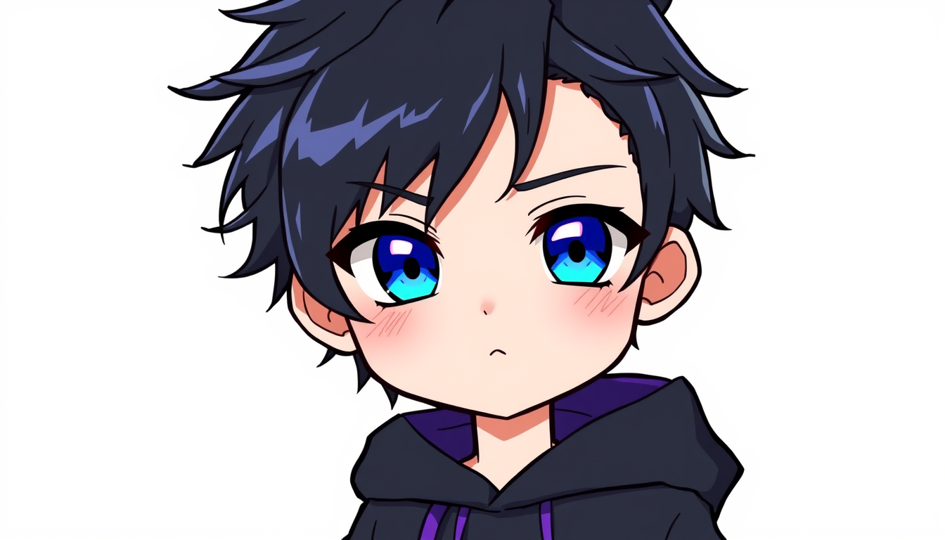 VTuber Avatar idea created from the prompt: vtuber avatar, anime style bust, expressive eyes, streaming overlay ready, Original male 37 YEARS OLD chibi VTuber character, young adult, m
