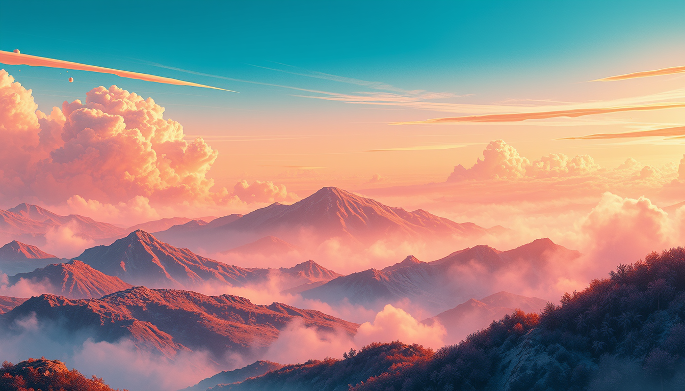 Wallpaper idea created from the prompt: wallpaper artwork, wide atmospheric scene or bold pattern, high detail, 잘생긴 남자와 여자가 뒷모습으로 아름 다운 충경을 보고 있다 , desktop or phone wallpaper