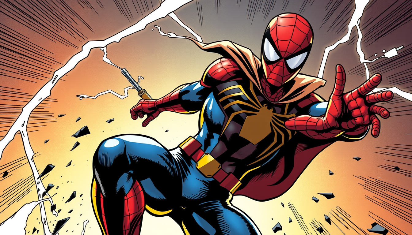 Superhero idea: original superhero character design, dynamic pose, bold costume, dramatic lighting, comic art energy, Ligne claire Belgian cartoonist Hergé TIN TIN sp