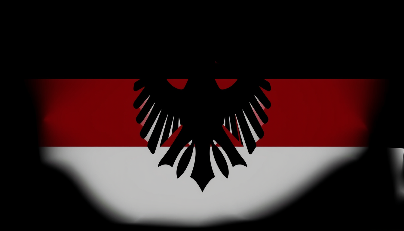 Main art studio: deutsche Flagge in Schwarz-Weiß-Grau-Tönen gemalt. obennsvhwarz, mitte dunkleres.grau unten helleres.grau