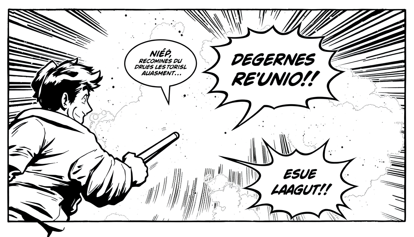 AI Comic idea created from the prompt: comic panel, bold inks, halftone shading, speech-bubble ready composition, Régénéré band anime, histoire de la Réunion , dynamic comic illus