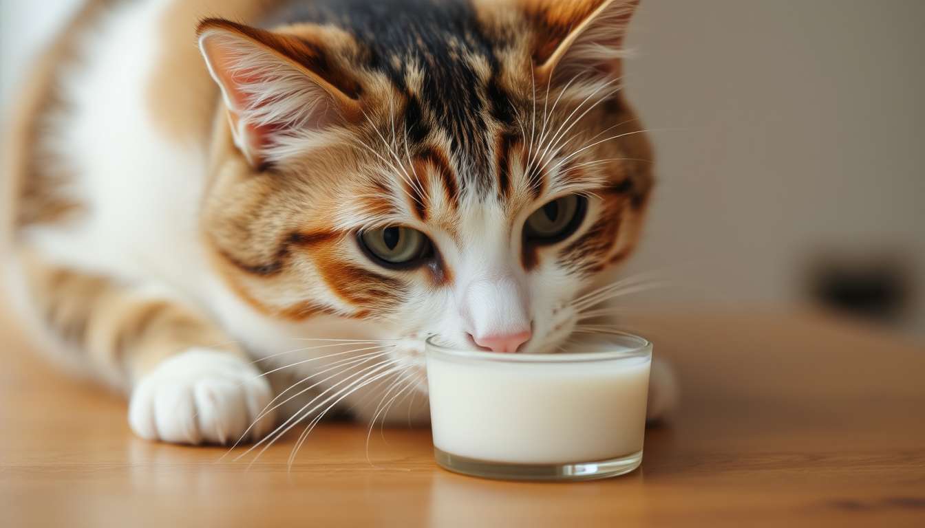 Main art studio: A cat is drink a milk