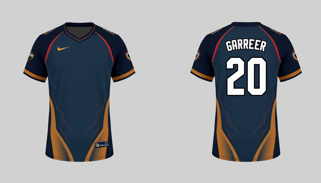 Main art studio: Please create 10 different customized jersey designs for me. The designs should have an aesthetic vibe, featuring deep colors and a cool look, making