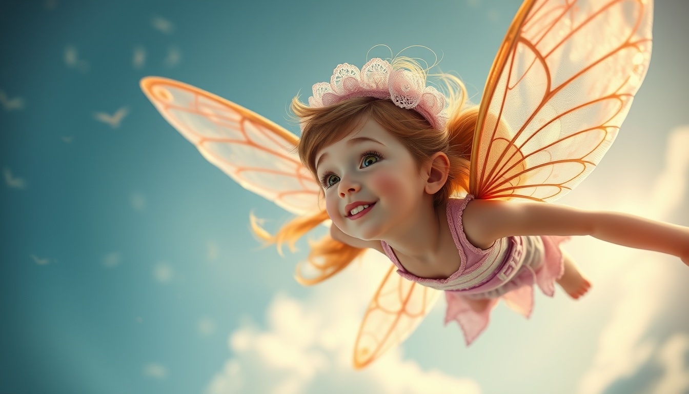 Main art studio: Erstelle ein Bild von einem Mädchen das fliegt