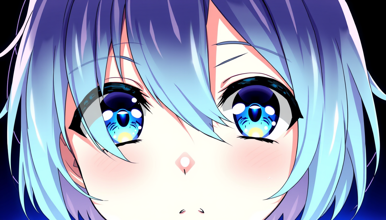 Anime idea: anime style, vibrant colors, expressive eyes, short hair, blue eyes , detailed anime illustration