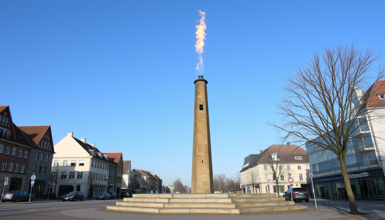Main art studio: Eine kleine Feuerwache mit fünf Stellplätzen ohne Turm oder ohne Fahrzeuge in einer städtischen Umgebung