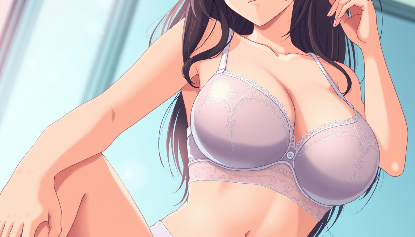 Main art studio: hot anime girl wearing innerwear super curvy and massive bs revealing full body transparent bra