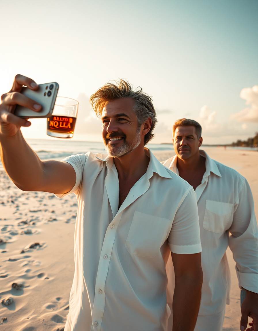 AI Art prompt example created from the prompt: Gere uma imagem nova, do zero, em estilo fotográfico ultrarrealista, de Rafe Cameron, personagem de Outer Banks. Ele está tirando uma selfie