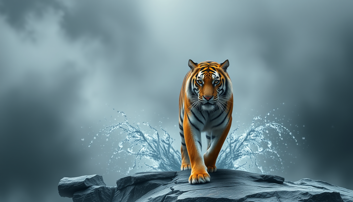 Main art studio: Create a image of tiger on status of liberty