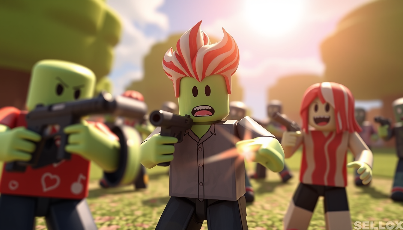 Main art studio: roblox bacon hair shooting zombies
