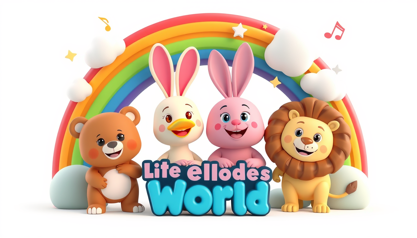 AI Art prompt example created from the prompt: Create a premium Pixar-quality 3D logo for a children's YouTube channel called "Little Melodies World." Feature a cute smiling baby bear, ba