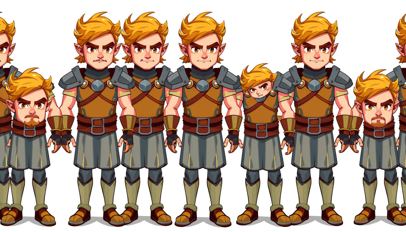 Sprite Sheet idea created from the prompt: a grid of animation frames sharing one character, scale, palette, and camera angle, deliberate composition, Create a new 2D game sprite of t