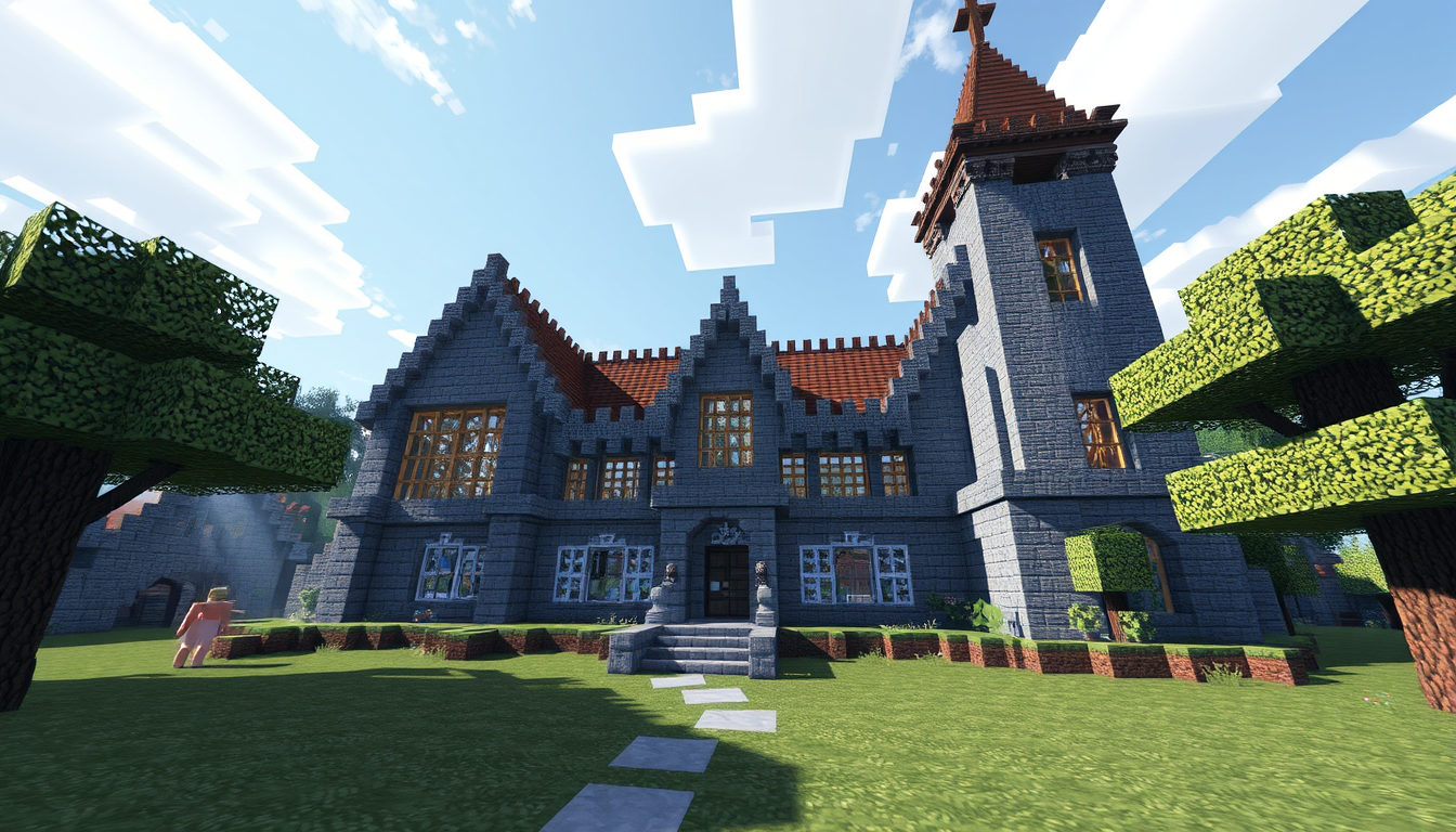 Main art studio: Ich will aurf dem Minecraft Server OPSUCHT eine Bau firmer gründen erstelle bitte ein bild für das firmen gebeude