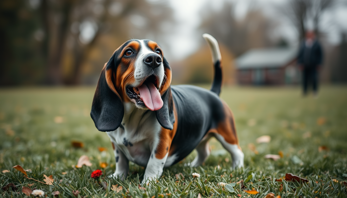Main art studio: un basset hound drole qui fais un doigt d honneur